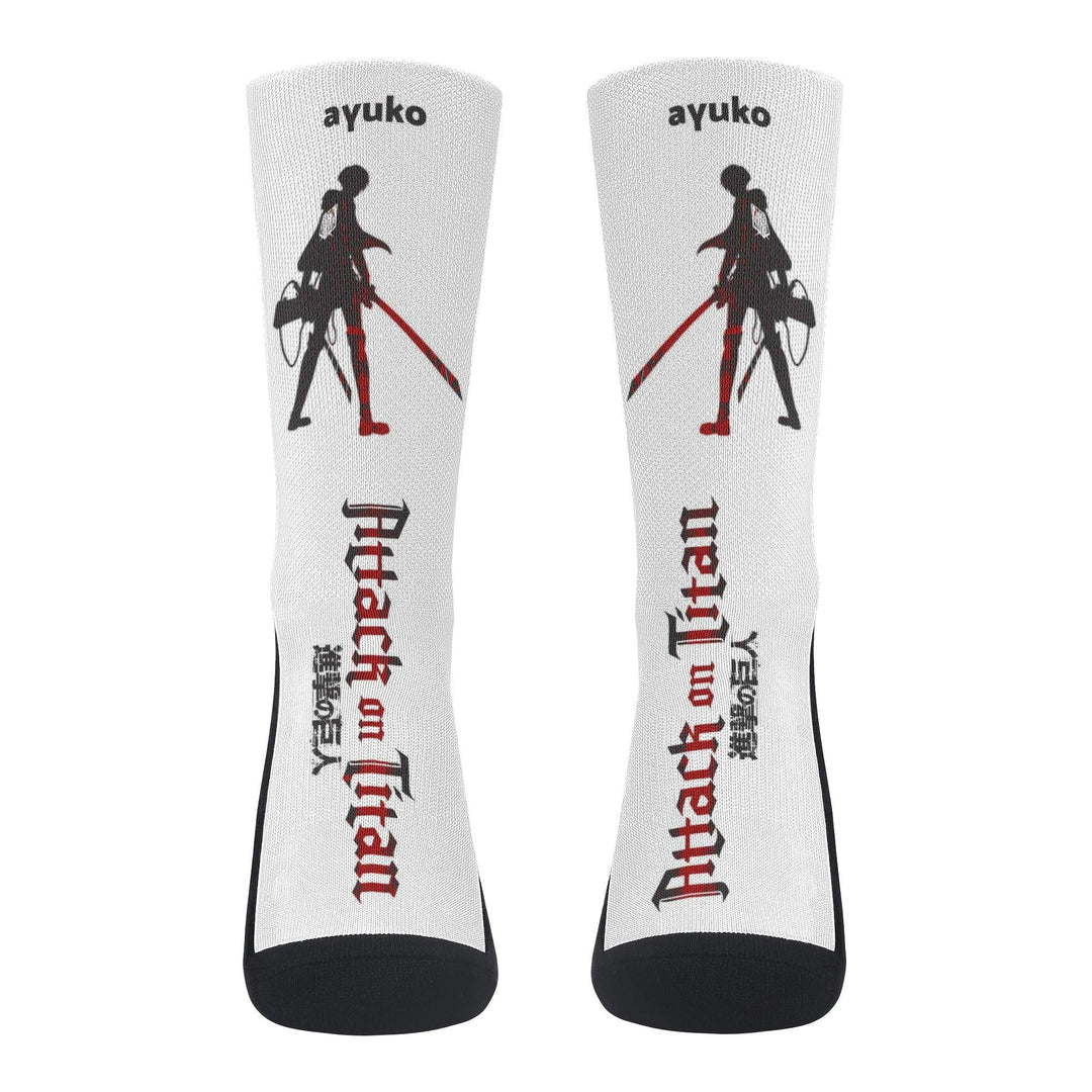 Attack On Titan Levi Ackerman Silhouette Anime Socks _ Attack On Titan _ Ayuko