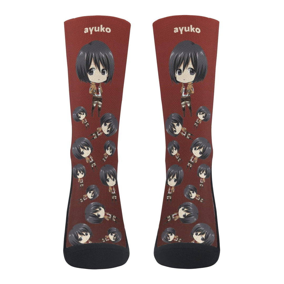 Attack On Titan Mikasa Ackerman Anime Socks _ Attack On Titan _ Ayuko