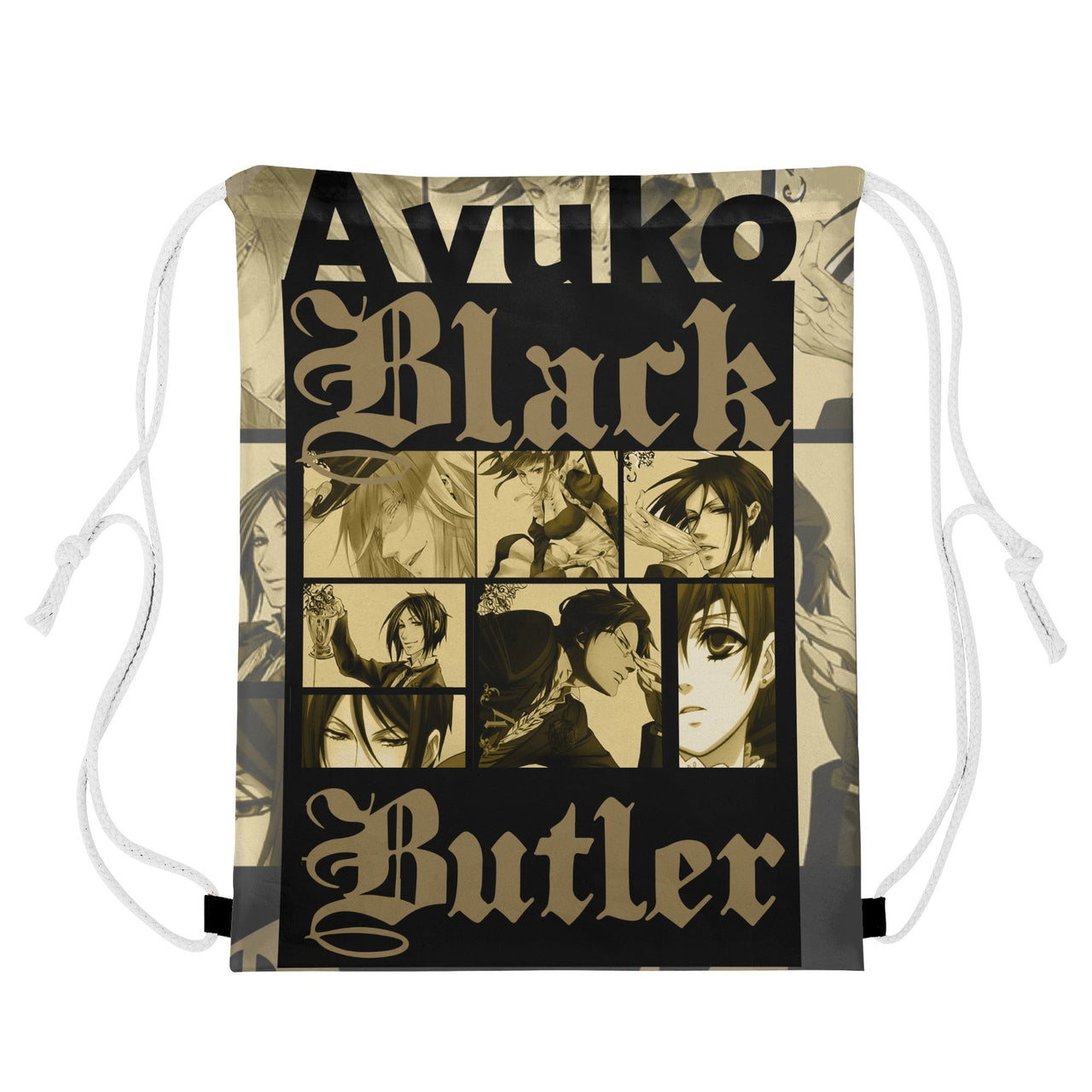 Black Butler Drawstring Bag