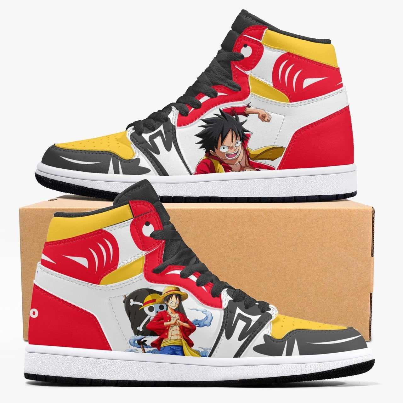 Ace Sneakers Air Mid Custom One Piece Anime Shoes Mix Manga  Gear Anime  One  piece merchandise Air force shoes Custom shoes