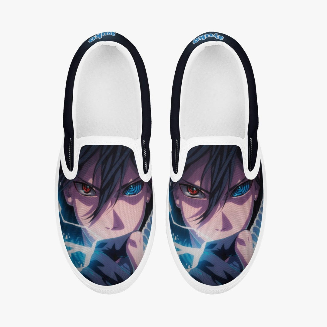 Naruto Shippuden Sasuke Uchiha Kids Slip Ons Anime Shoes _ Naruto _ Ayuko