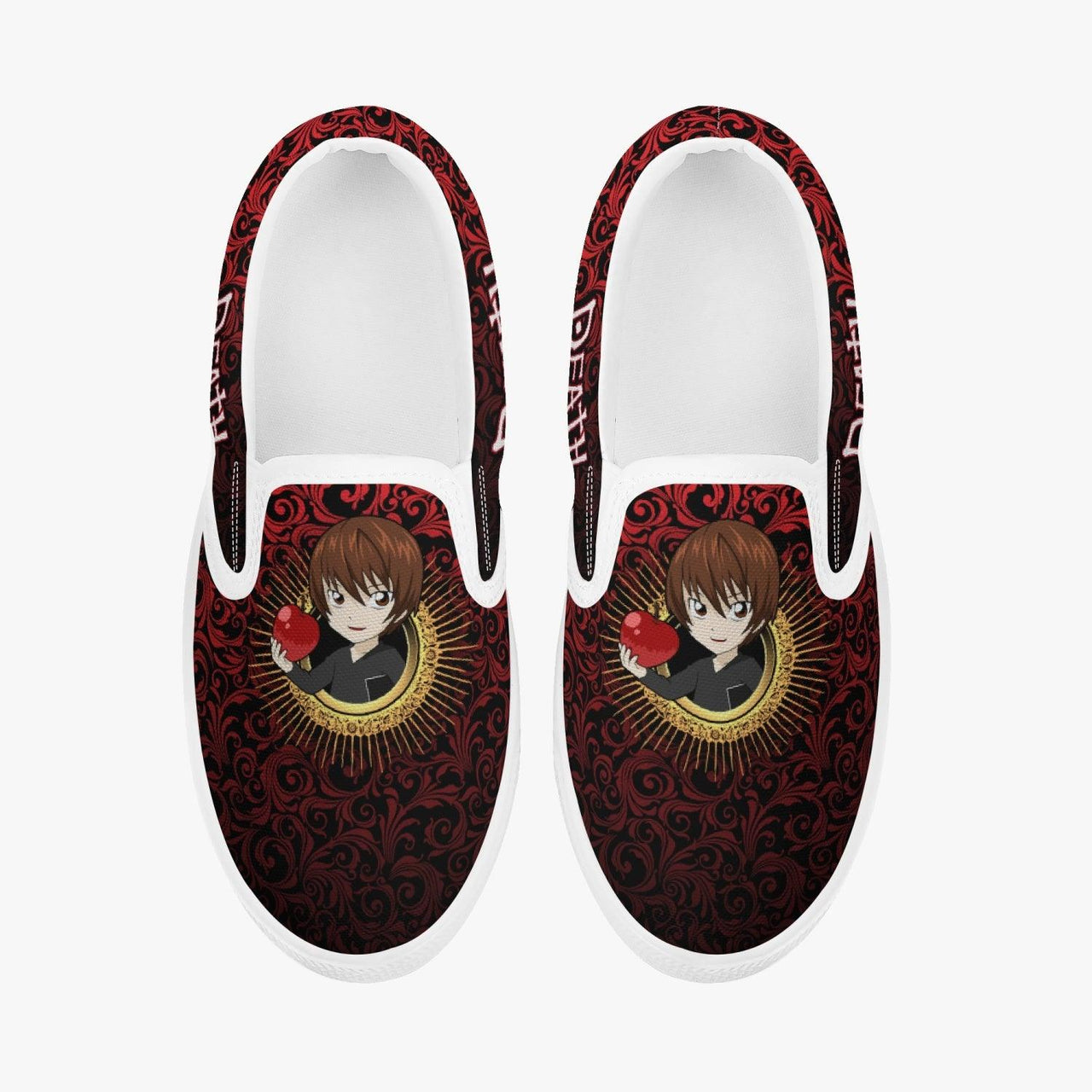 Death Note Light Yagami Red Kids Slip Ons Anime Shoes _ Death Note _ Ayuko