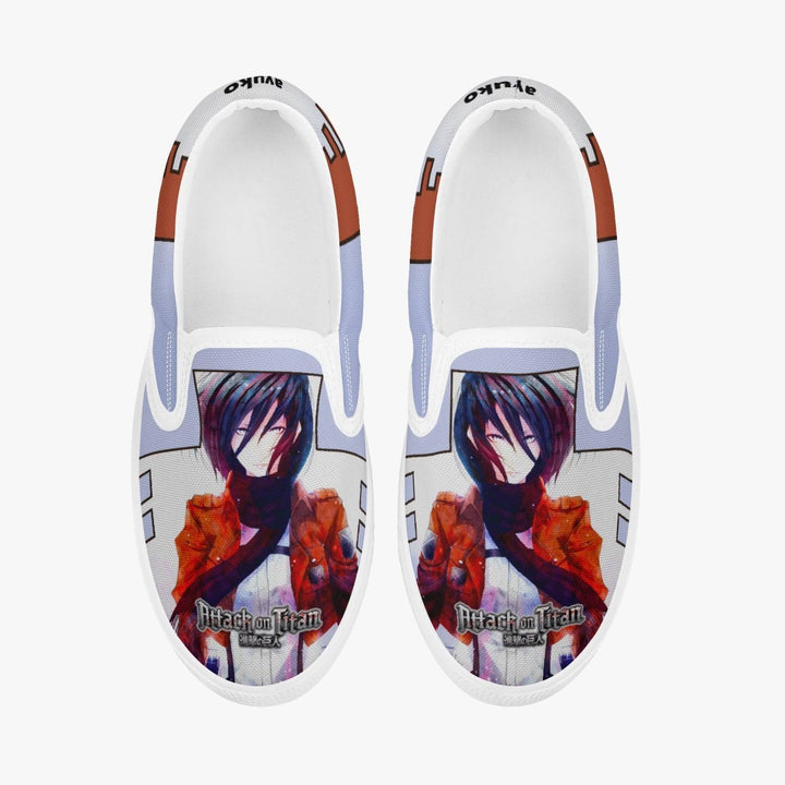 Attack On Titan Mikasa Ackerman Kids Slip Ons Anime Shoes _ Attack On Titan _ Ayuko