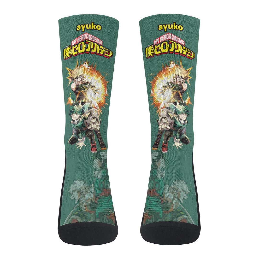 My Hero Academia Deku And Bakugo Anime Socks _ My Hero Academia _ Ayuko