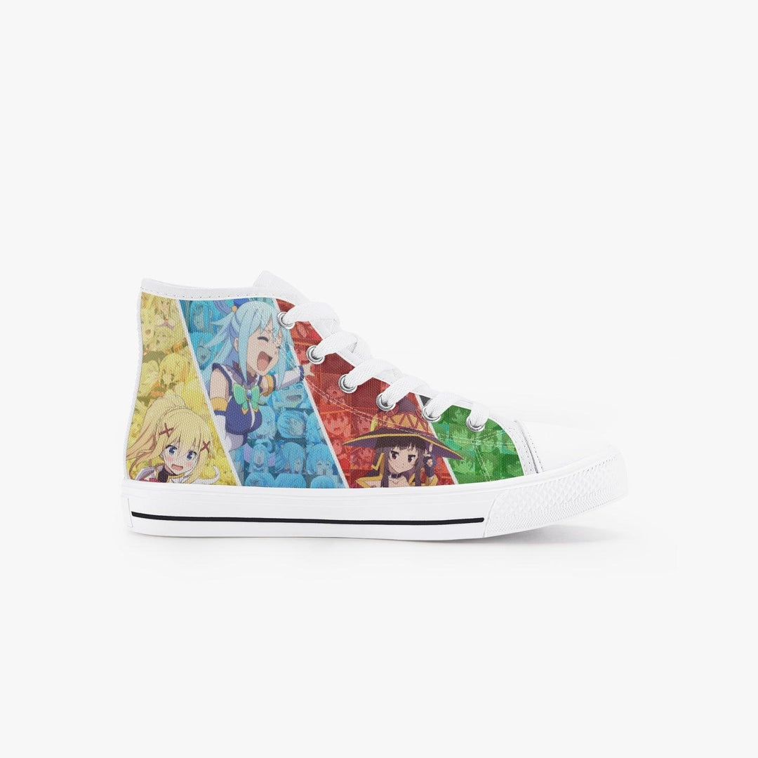 KonoSuba Darkness x Aqua x Megumin Kids A-Star High Anime Shoes _ Konosuba _ Ayuko