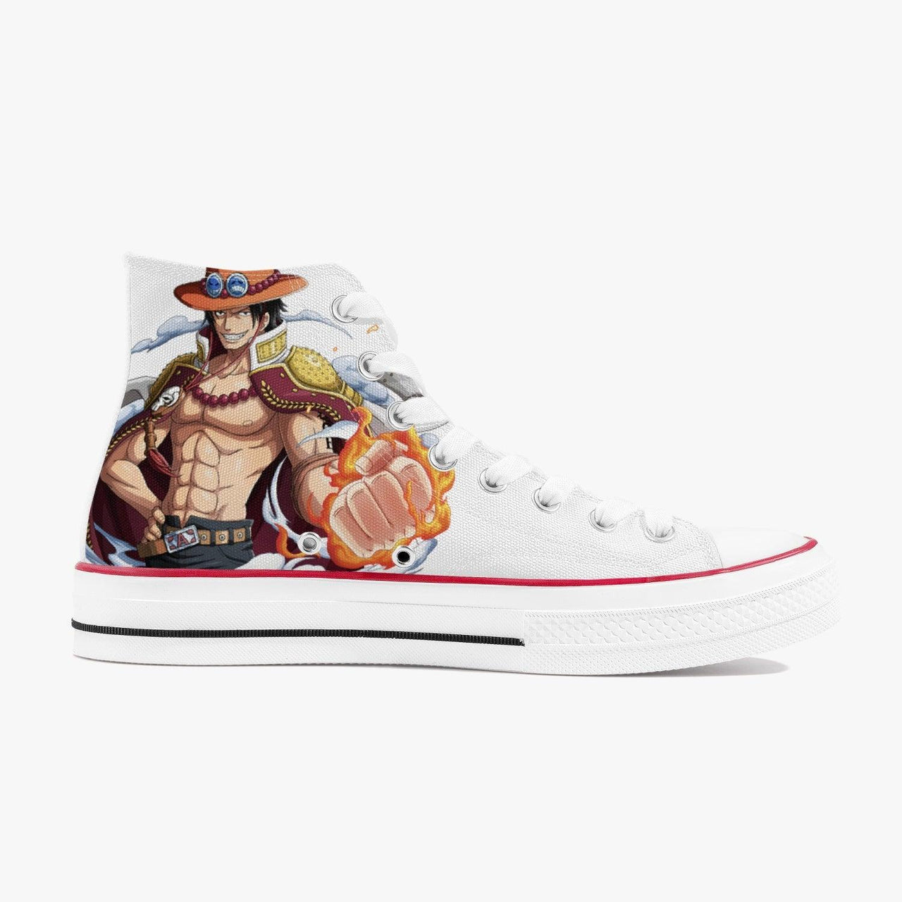 One Piece Portgas Ace A-Star High White Anime Shoes _ One Piece _ Ayuko