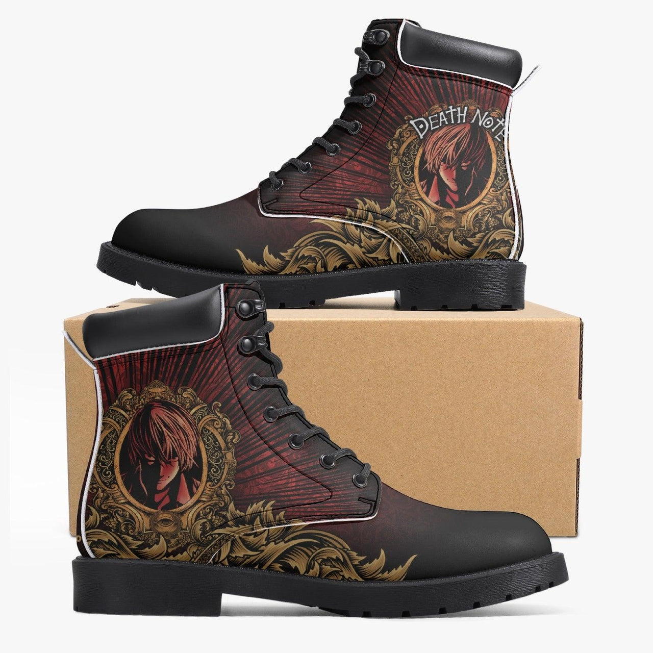 Death Note Light Yagami Dark Red Boots Anime Shoes _ Death Note _ Ayuko
