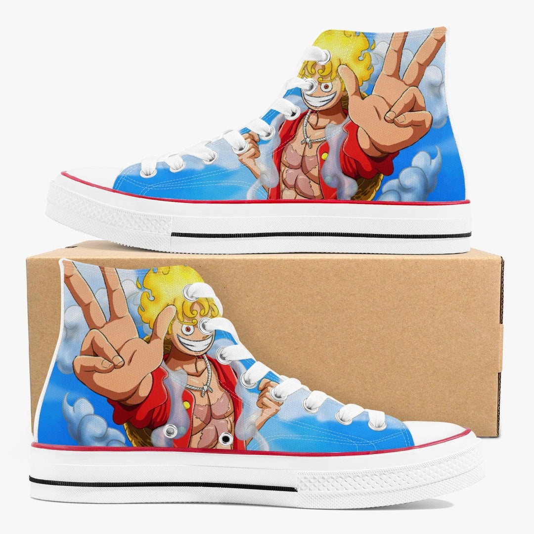 One Piece Luffy gear 5 A-Star High White Anime Shoes _ One Piece _ Ayuko