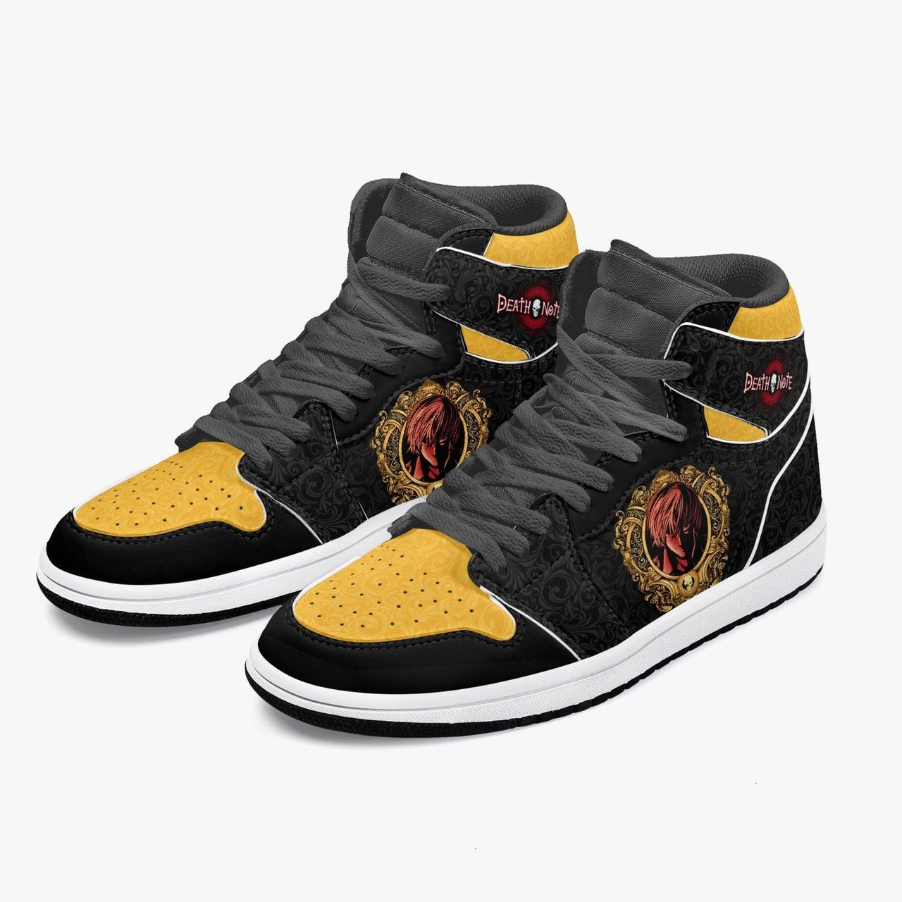 Death Note Light Yagami Yellow Black JD1 Mid Anime Shoes _ Death Note _ Ayuko