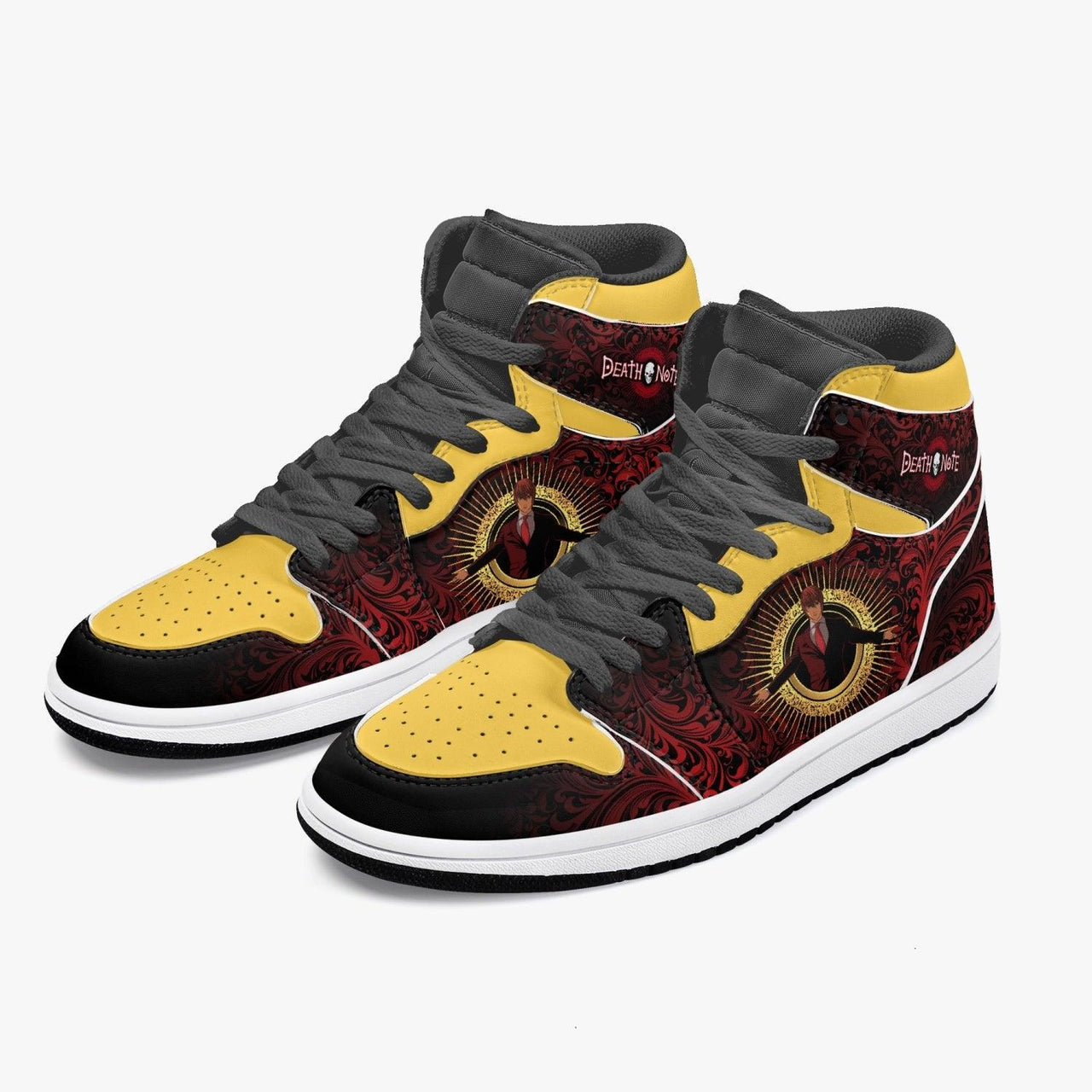 Death Note Light Yagami Red-Yellow JD1 Mid Anime Shoes _ Death Note _ Ayuko