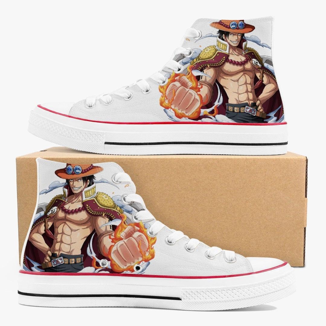 One Piece Portgas Ace A-Star High White Anime Shoes _ One Piece _ Ayuko