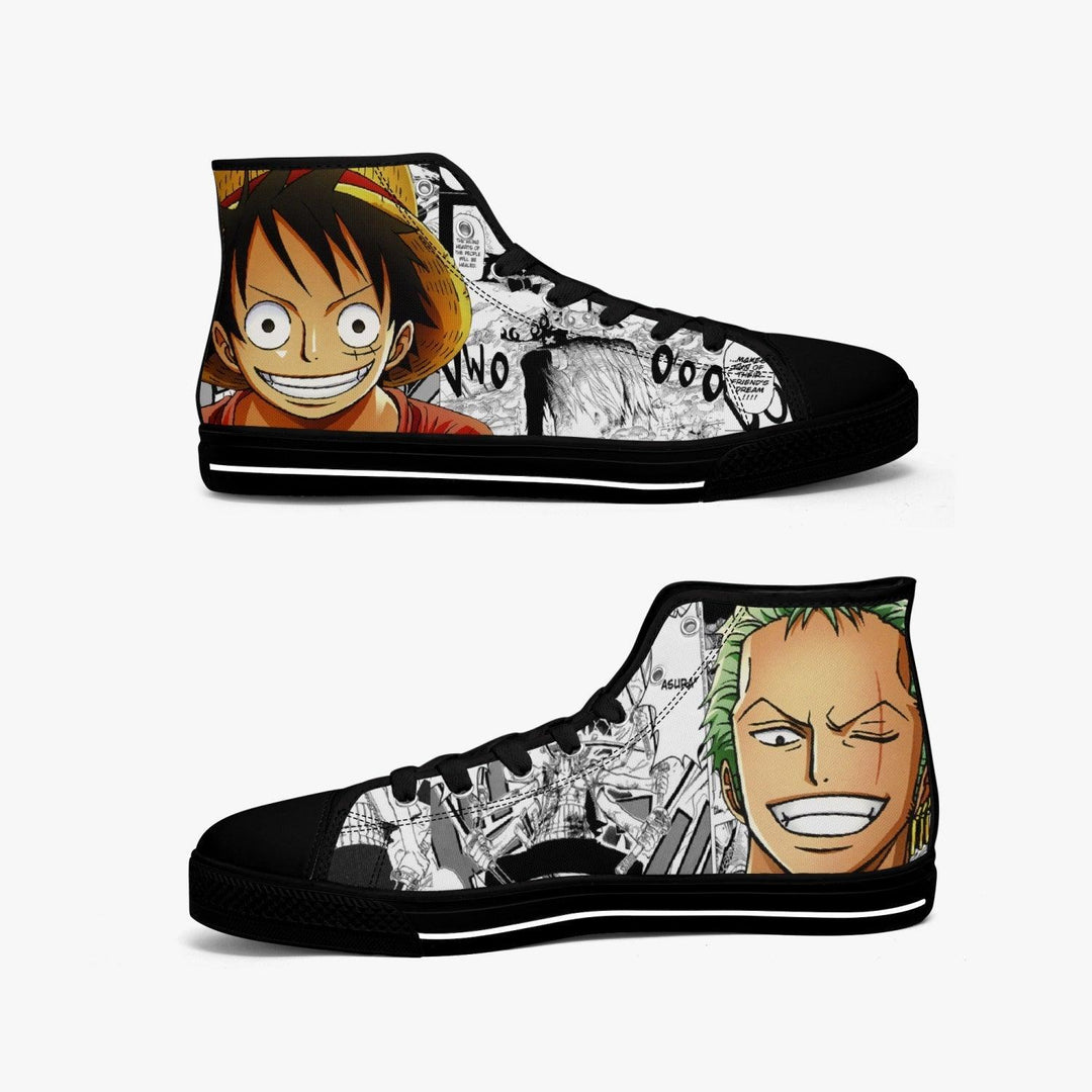 One Piece Luffy X Roronoa Zoro Manga A-Star Mid Anime Shoes _ One Piece _ Ayuko