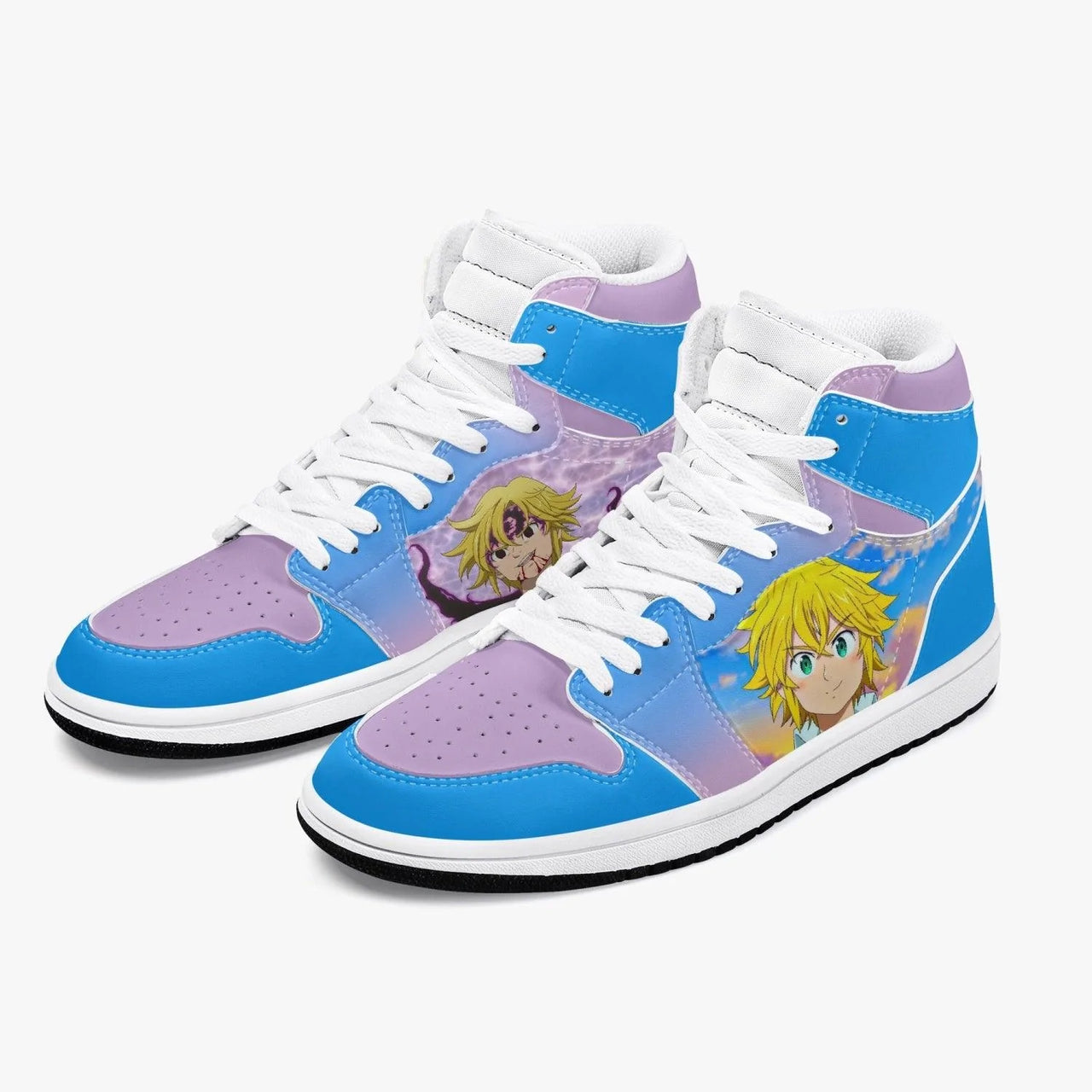 Seven Deadly Sins Meliodas Two Sides Air J1 Mid Anime Shoes _ Seven Deadly Sins _ Ayuko