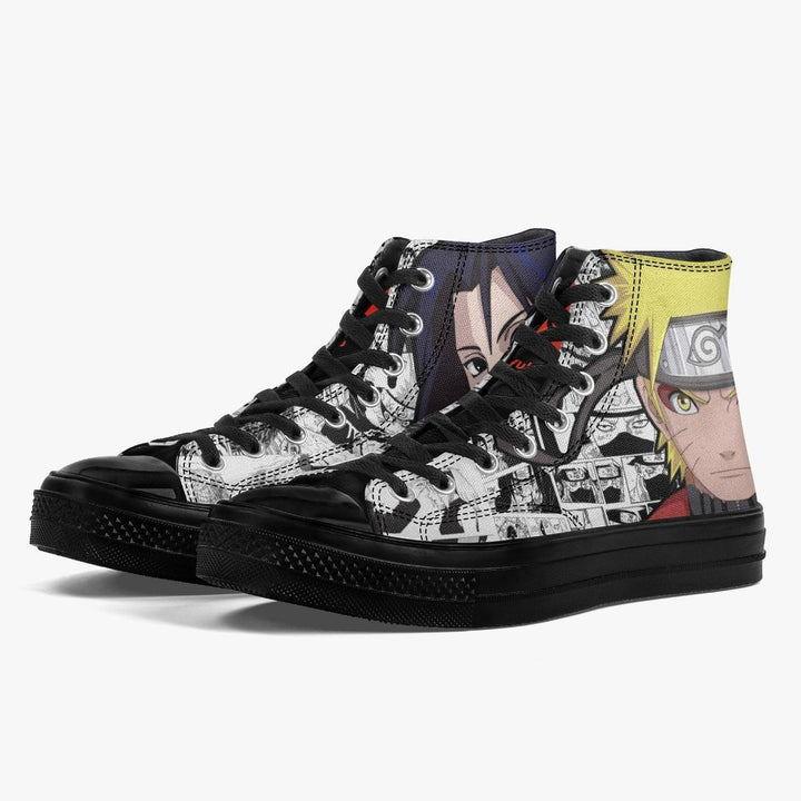 Naruto Shippuden Naruto x Sasuke Black A-Star High Anime Shoes _ Naruto _ Ayuko