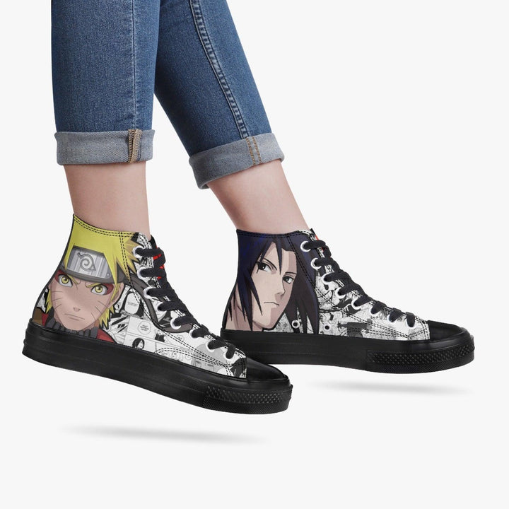 Naruto Shippuden Naruto x Sasuke Black A-Star High Anime Shoes _ Naruto _ Ayuko