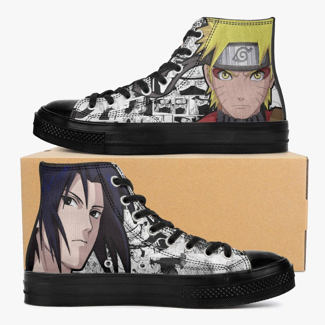 Naruto Shippuden Naruto x Sasuke Black A-Star High Anime Shoes _ Naruto _ Ayuko