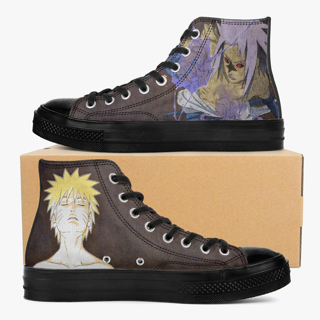 Naruto Shippuden Naruto x Sasuke Brown A-Star High Anime Shoes _ Naruto _ Ayuko