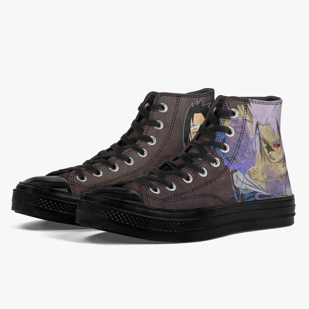 Naruto Shippuden Naruto x Sasuke Brown A-Star High Anime Shoes _ Naruto _ Ayuko